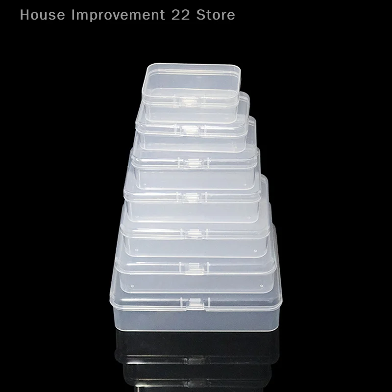 10 ชิ้นรูปสี่เหลี่ยมผืนผ้ากล่องพลาสติกโปร่งใสเครื่องประดับการ์ดกล่องเก็บเครื่องเขียนกล่องเก็บของขนาดเล็ก