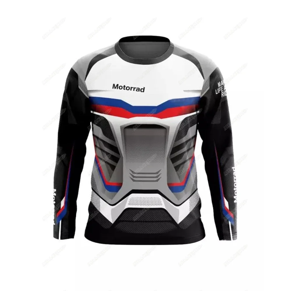 For BMW Motorrad Armor Jerseys ADVENTURE Sport Travel Long T-Shirt Motorcycle Racing Team Quick Dry Breathable Summer White