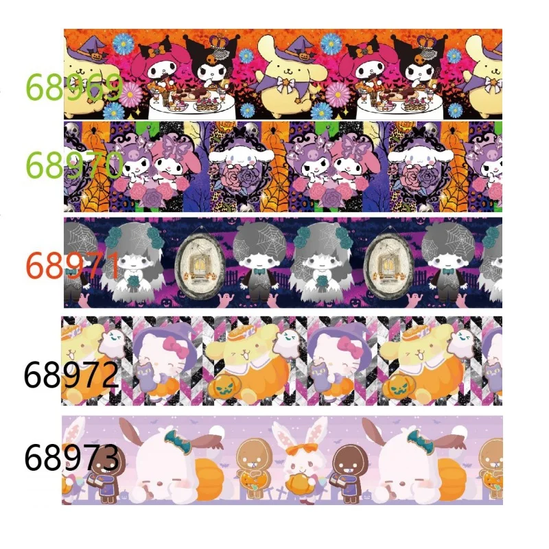 (50yards) Halloween Sanrio Grosgrain Ribbon Printed Holiday Ribbons for Hairbows Craft Materials DIY