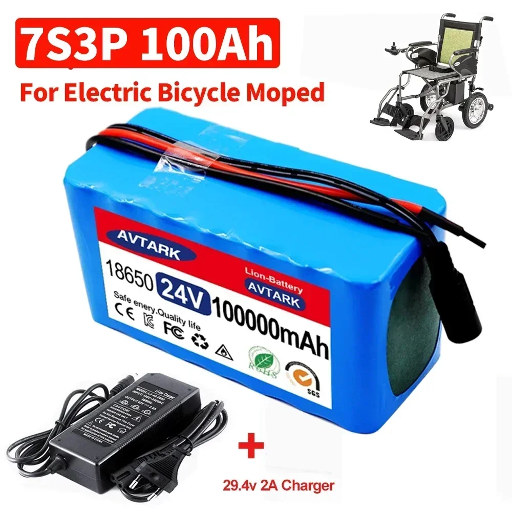 

NEW 7s3p 24V 100Ah 18650 Efficient stable Lithium Battery Li-ion Battery pack and US/EU 2A Charger