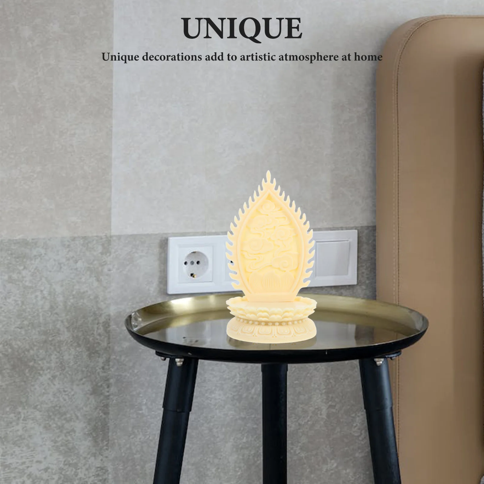 

Carved Display Base Avalokitesvara Statue Round Pedestal Decorative Buddhist Statue Stand Temple Offering Display Holder