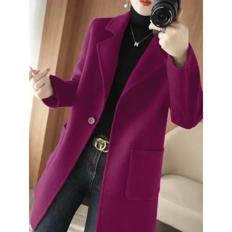 Manteau Femme Hiver Double-sided Cashmere Women's Coat Windbreaker Thickened Pure Wool Clasp High-grade Woolen Medium Long Coat