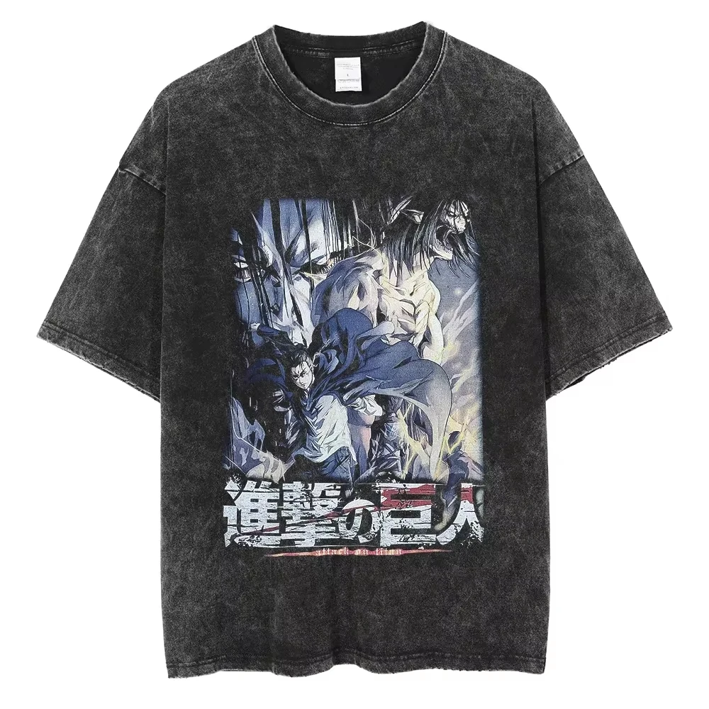 

Fashion Streetwear Anime Graphic Print Washed New Arrival Mens Clothes Tee Shirt Homme Graphic T-Shirts Men Tshirt for Men