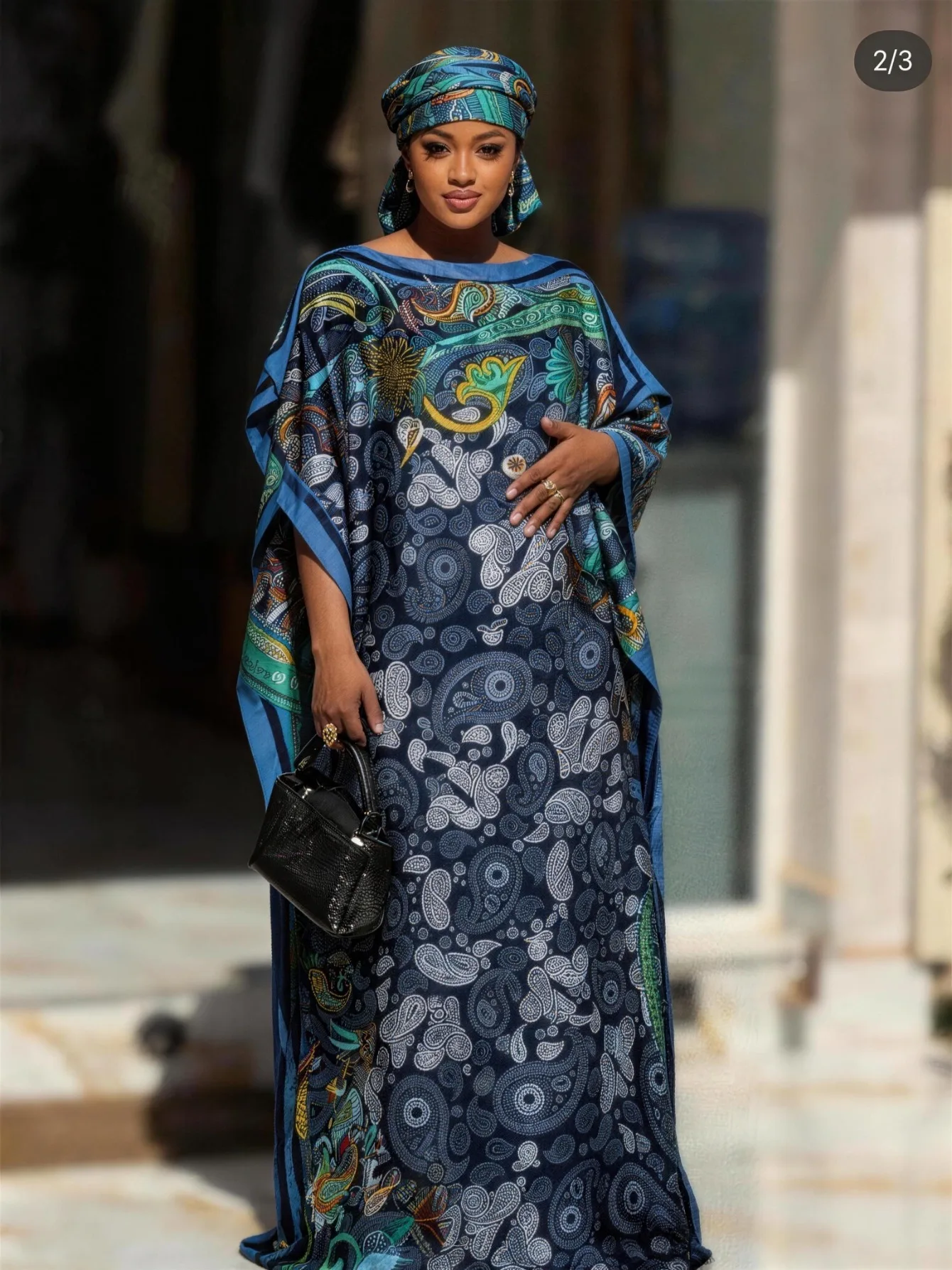 

Oversized African Robe And Scarf Combo For Plus Size WomenCombo For Plus Size Women