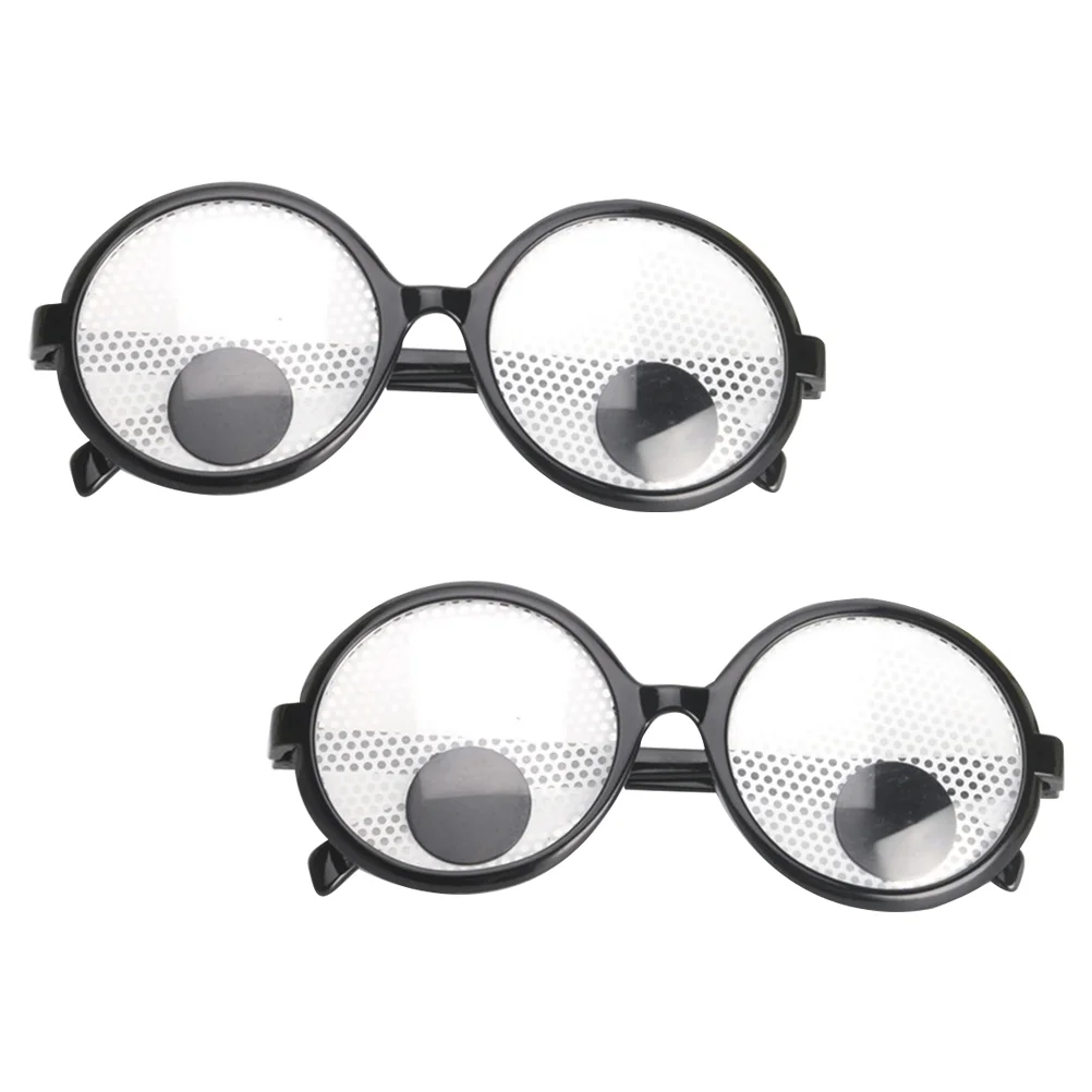 2 Pcs Funny Glasses Prank Eyeglasses Eyeball Creative Dreses Dynamic Clothing Novel Moveable