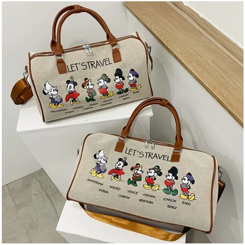 Disney Mickey women\'s large capacity crossbody travel handbag canvas shoulder crossbody bag sports fitness storage bag women bag