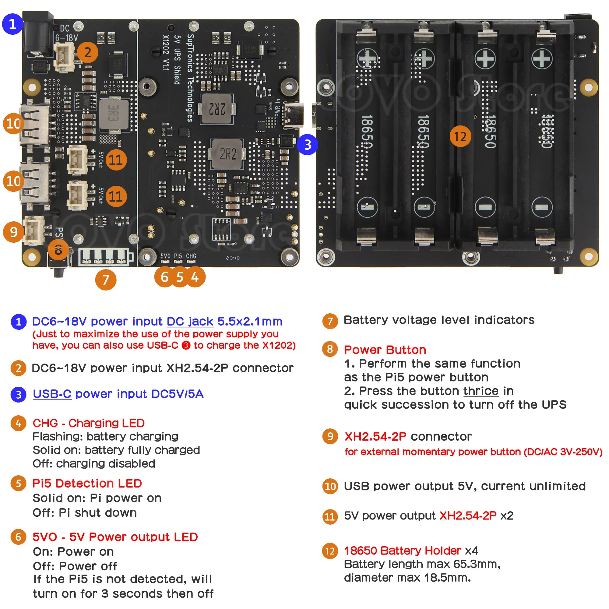 5UPS power management expansion board X1202 intelligent uninterruptible power supply management seamless power switching