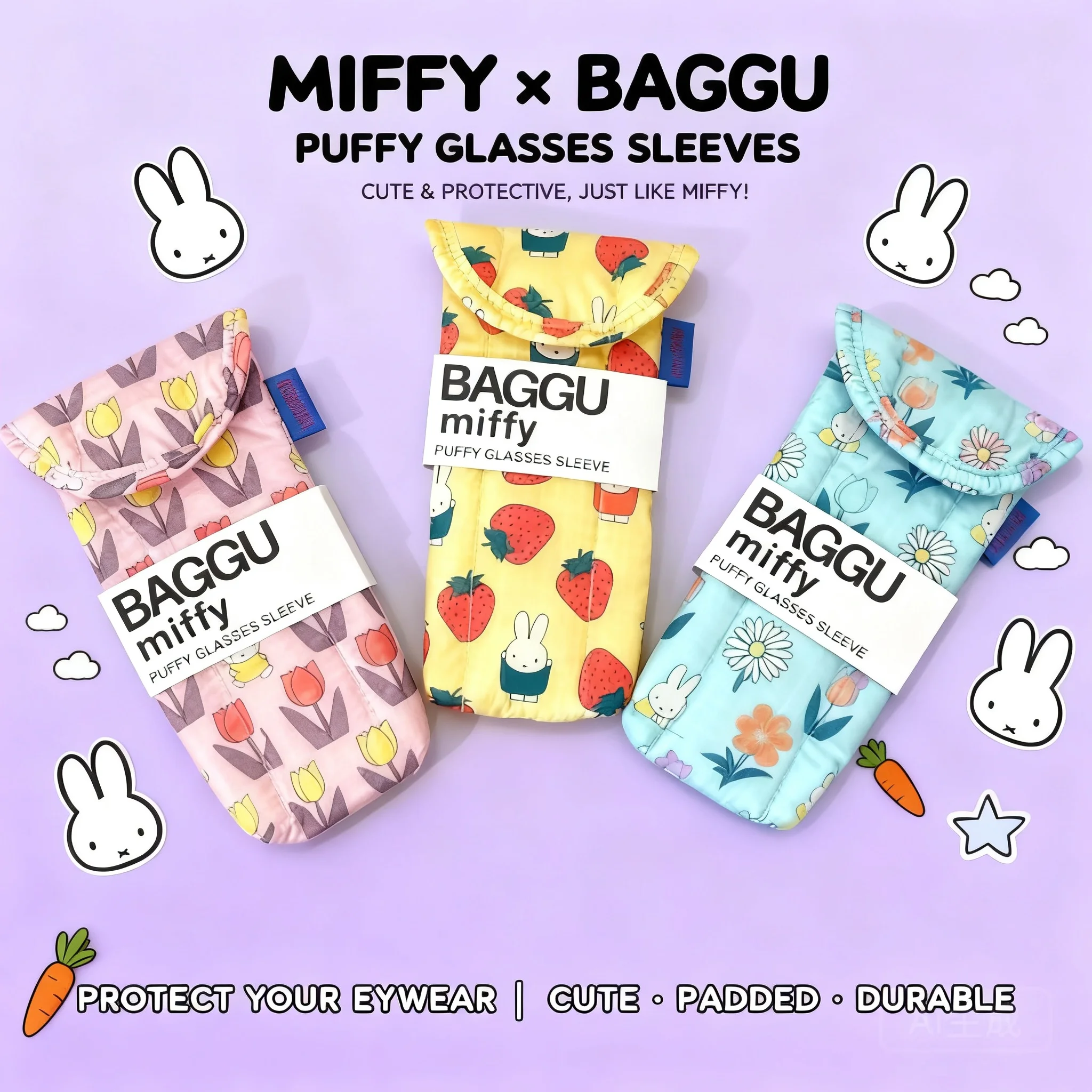 Kawii Magnetic Cartoon Miffy Rabbit Sunglasses Box Printed Cute Gifts Bag Girl Toy Glasses Gift for Girls
