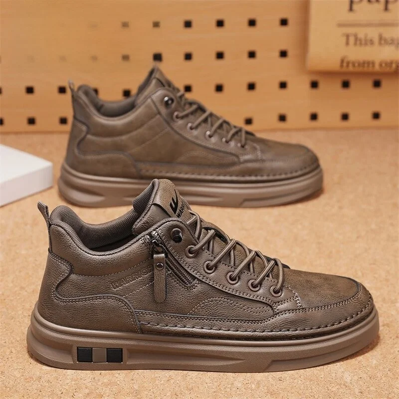 

Warrior High Top Men's Sports Shoes Casual Leather Work Boots Anti-Slip Versatile Boots Trendy Summer New Arrival