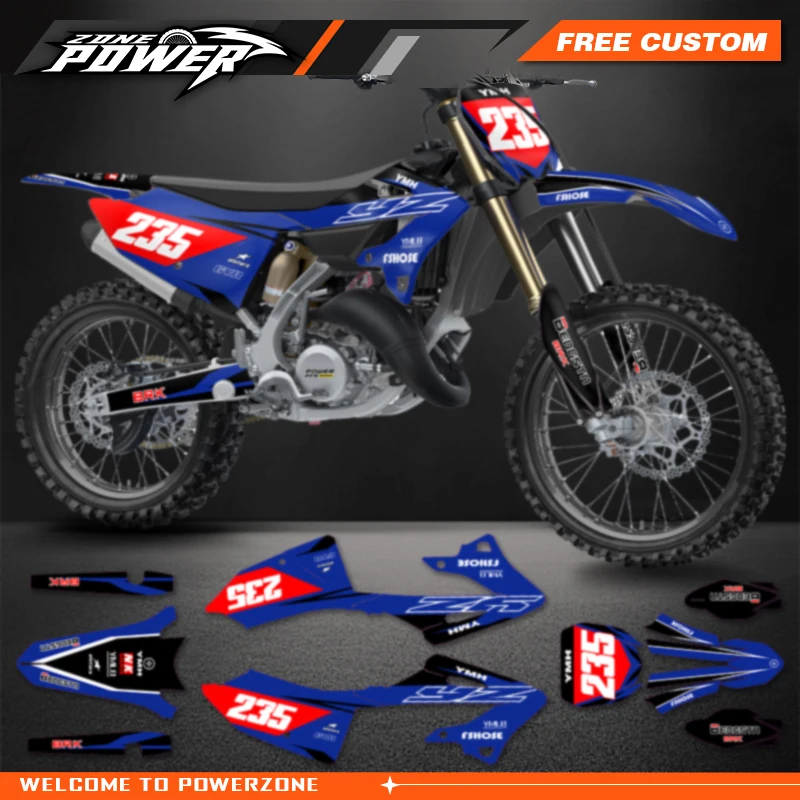 Powerzone Motorcycle Graphics Decals Sticker Kits for Yamaha YZ125 YZ250 2022 2023 2024 Custom Motorcycle Background Stickers 24