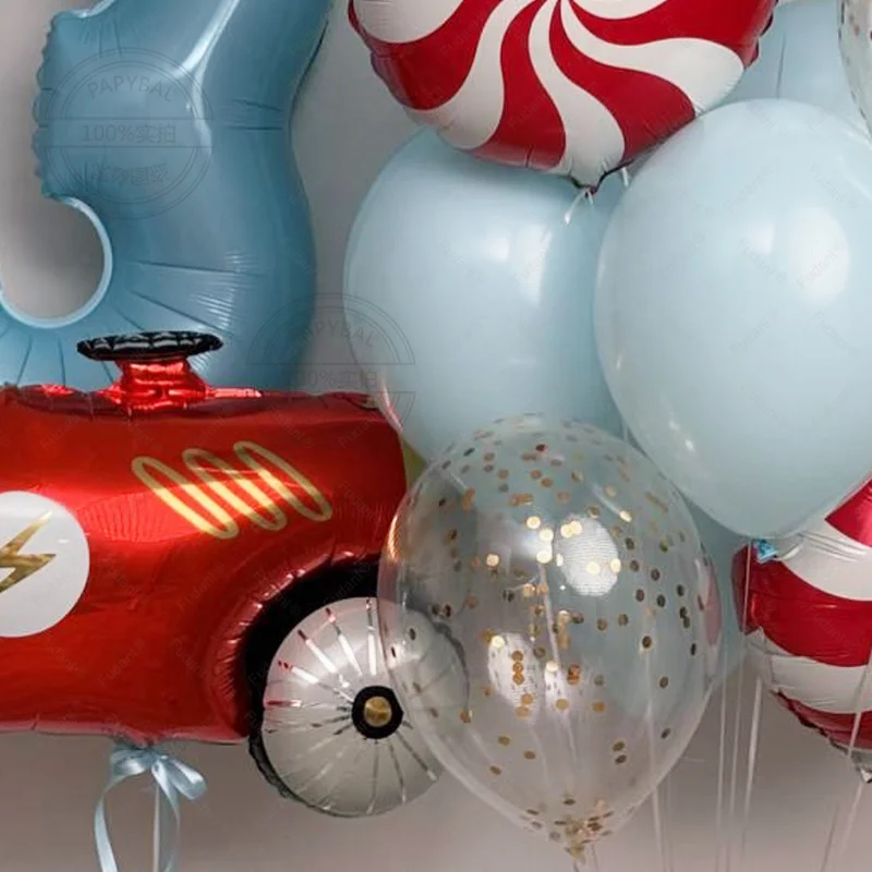 22pcs Race Car Wheels Birthday Party Balloon Birthday Decoration 40inch Blue Number Balloon Set Flamme Car Globos Favor Gift view 3