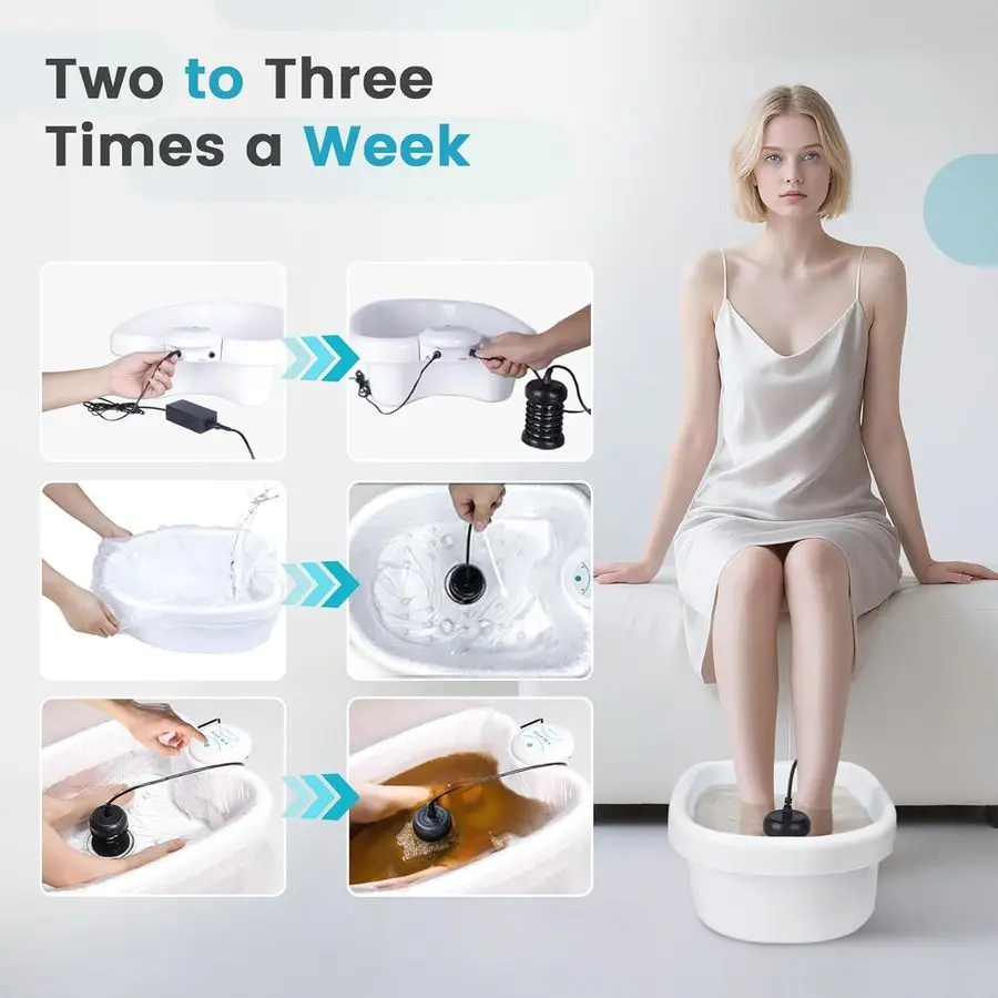Foot Bath Detox Machine, Ion Foot Spa Detox Machine for Home Use, Ionic Foot Cleanse System with 100 Foot Bath Liners, 2 Ion Arr