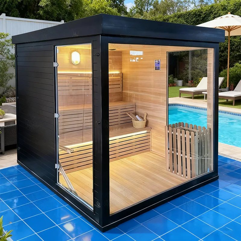 Outdoor Sauna Rest Area Wooden House Prefabricated Cedar Square Sauna Room