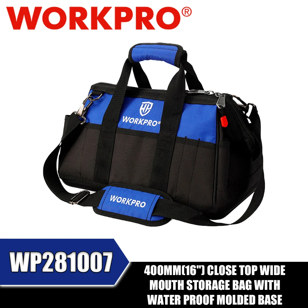 workpro-wp281007-wp281026-ツールバッグ-クローズトップ-広口収納バッグ-マルチポケット-調節可能なショルダーストラップ-整理収納