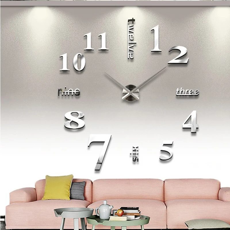 

Wall Clock Quartz Big Size Fashion 3D Diy Brief Living Room Decor Meetting Room Wall Clock Creative Home Decorations
