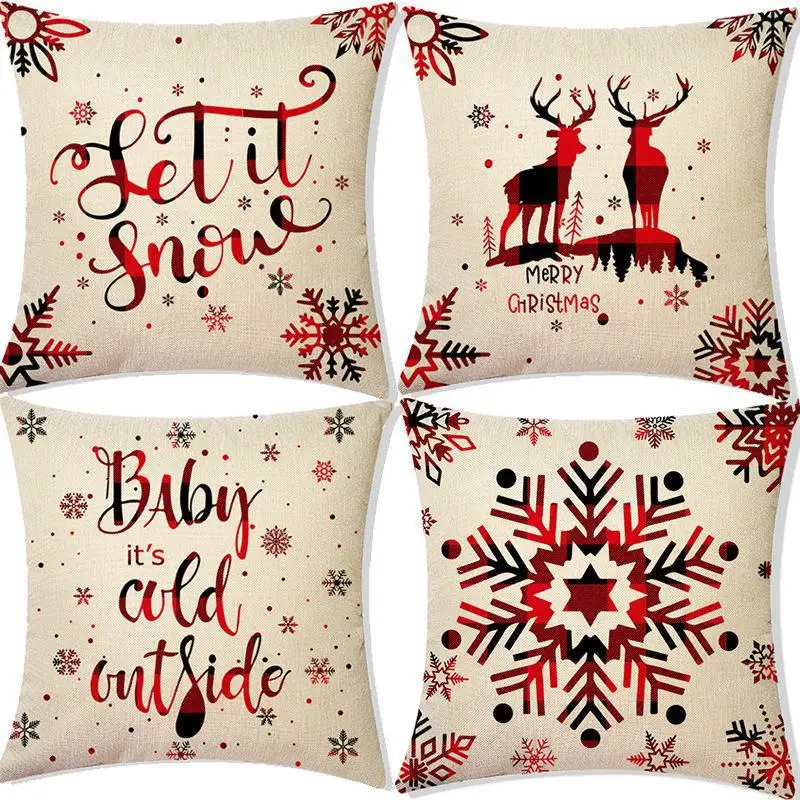 

Merry Christmas Pillowcase Red Eld Pillow Cover 18x18 Inch Home Decor Sofa Bed Double Bed Cushions Cover Bedroom Home Decor