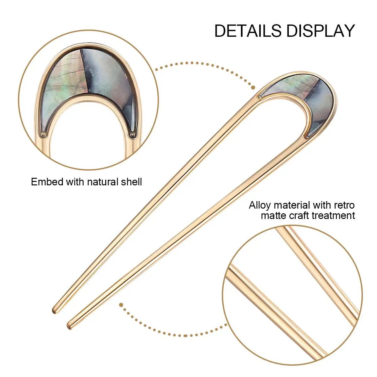 

Alloy Shell Hairpin U Shaped Stick Retro Pins Bridal Accessories Women Hair Chopsticks Updo Chignon Wedding Gifts