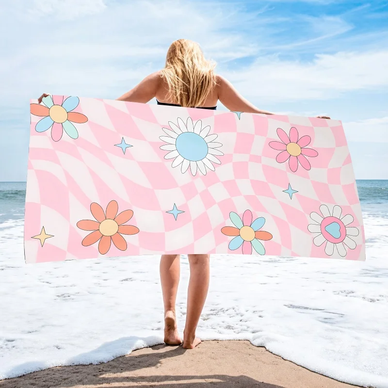 Newest Beach Towel Cartoon Puppy Duck Rain Umbrella Print Beach Towel Soft Absorbent Swimming Bath Towel