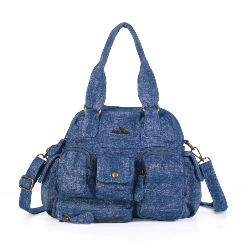 

Original Designer Brand Spice Girl Retro Bowling Washed Denim Multi-pocket Scooter Shoulder Crossbody Bags for Women