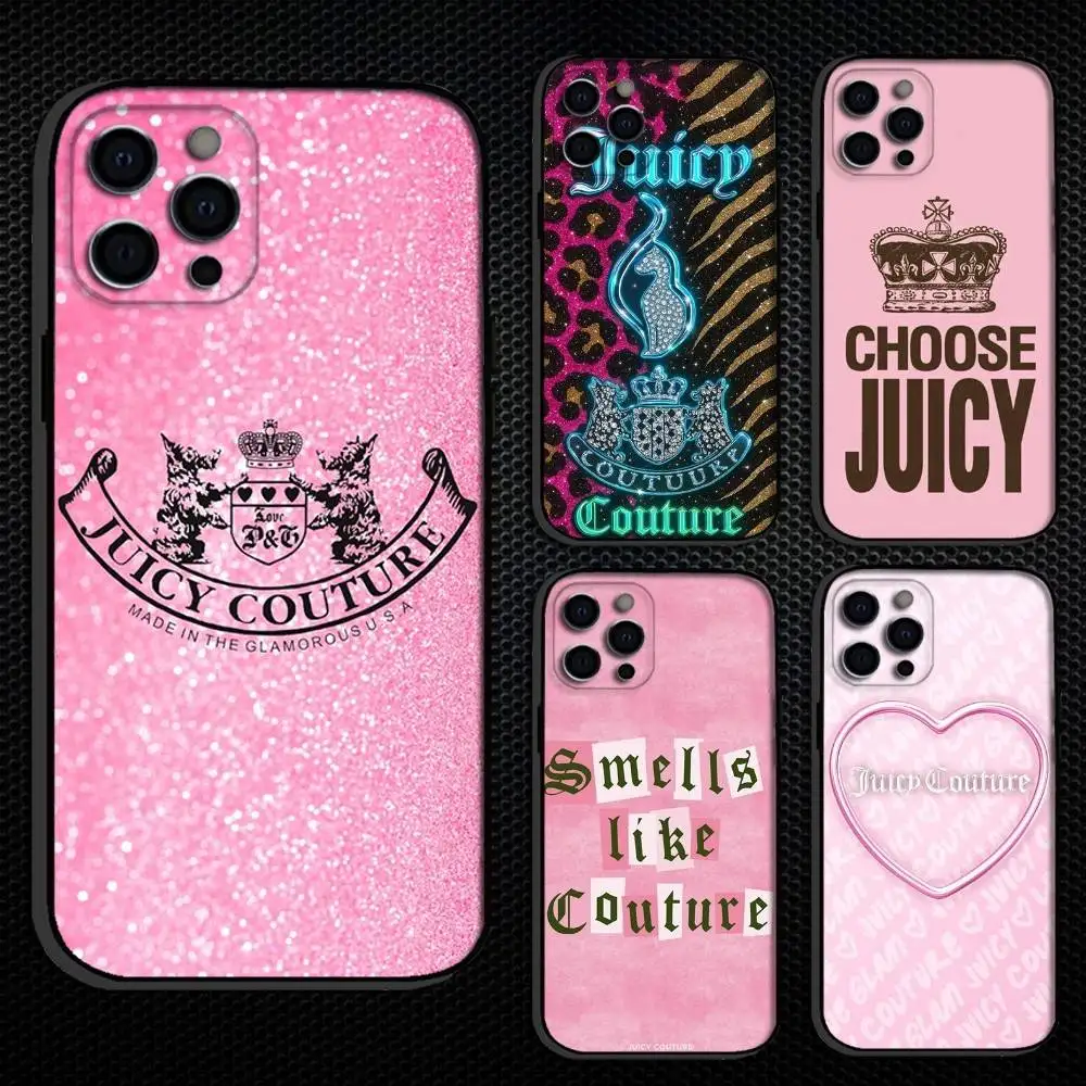 

Fashion Pink J-Juicy C-Couture Phone Case For iPhone 16,15,14,13,12,11 Plus,Pro Max, Others Soft Black Cover