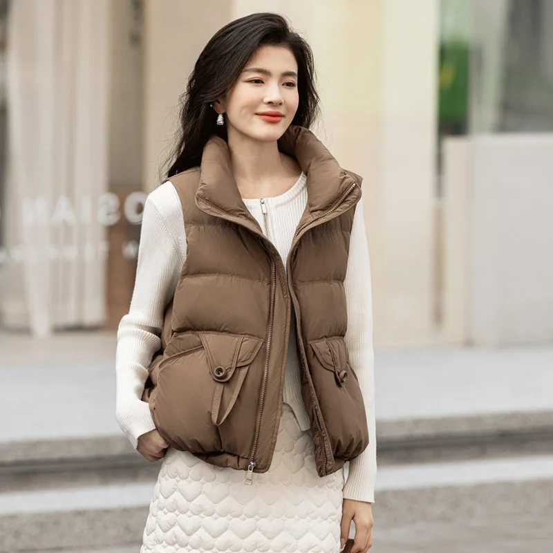 レディース ダックダウンベスト 半袖 パファージャケット 春秋 ファッション ベスト 女性用 フード付きジャケット VT-355