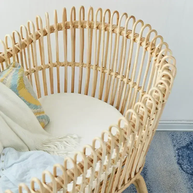 Rotan wieg, retro babybedje, natuurlijk rotan meubilair, ongeverfd Europees handgemaakt wiegje, licht luxe babybedje voor baby's en kinderen