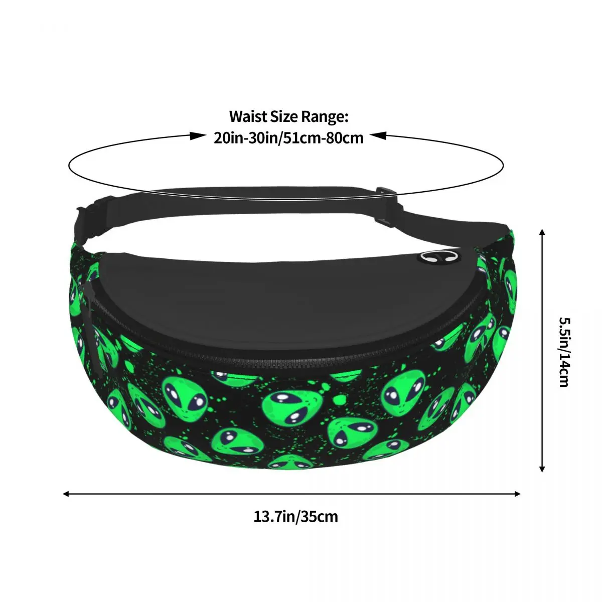 Cool Cute Aliens Head Fanny Pack for Running Men Women Cartoon Crossbody Waist Bag Phone Money Pouch