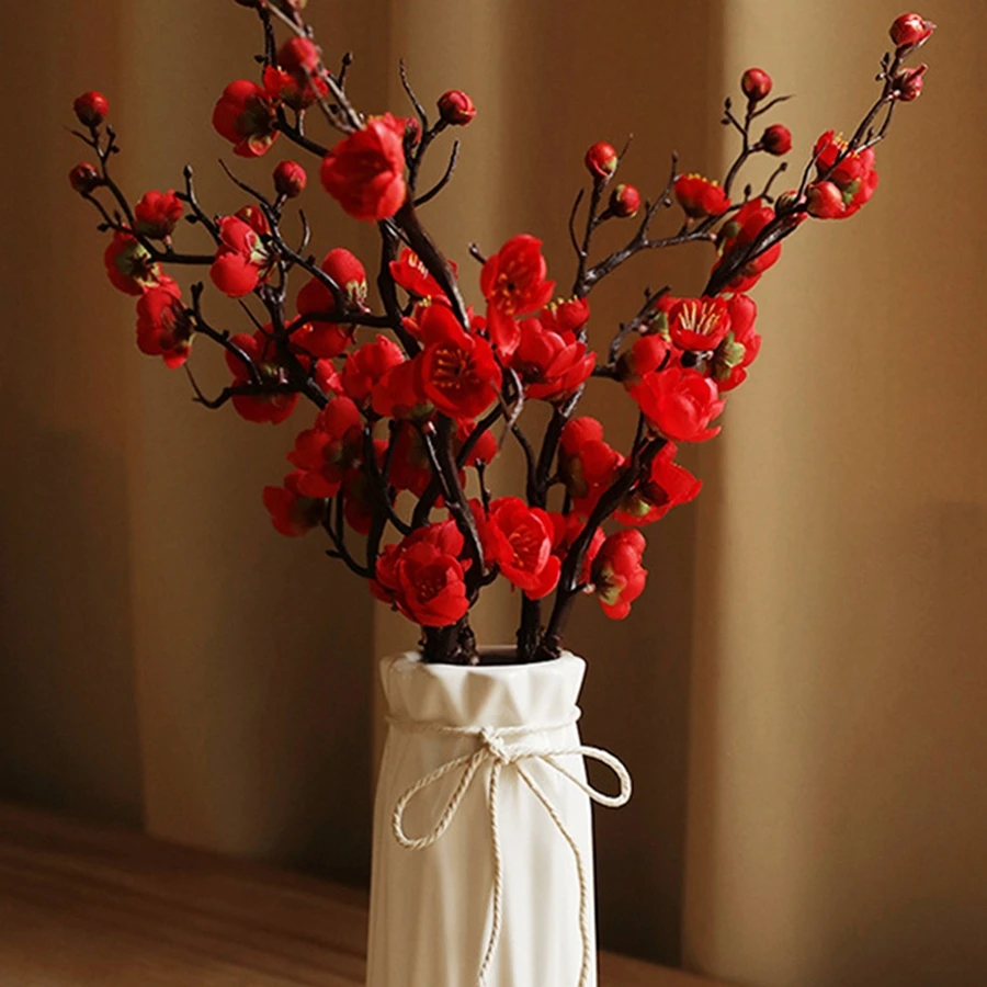 

Artificial Flowers Blossom Peach Branch Silk Flowers Home Room TableWedding Party Yard Garden Decor Christmas Wreath Accessories