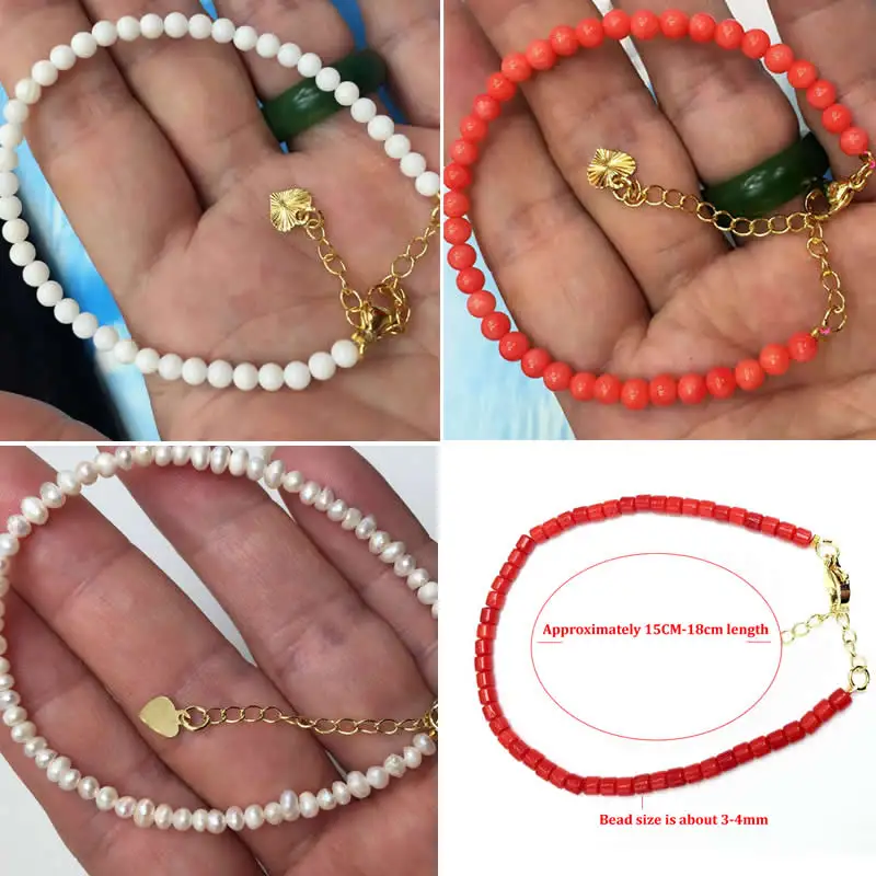 New natural freshwater pearl  white red coral fashion simple and simple bracelet wedding party favors