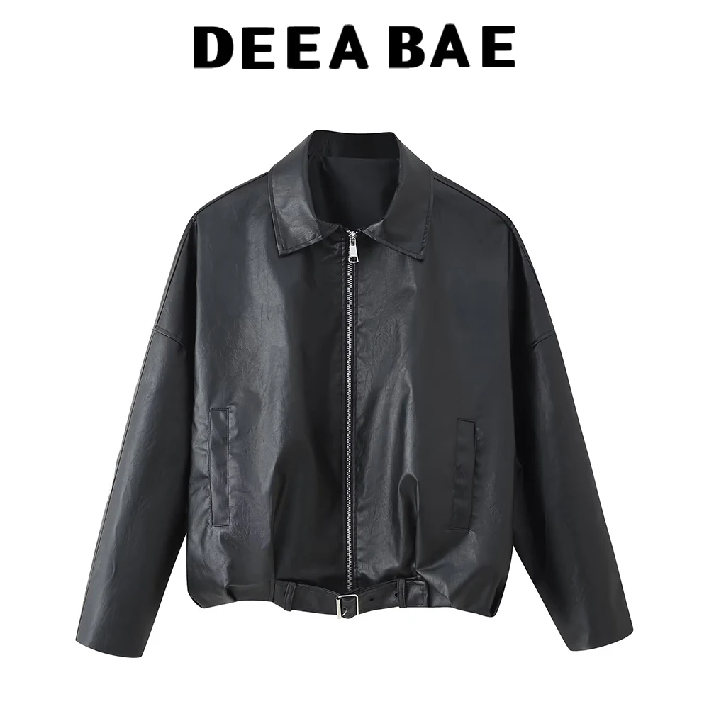 DEEABAE 2025 nowa kolekcja jesień-zima, kurtka damska z postarzanego materiału Maillard, luksusowa, luźna, codzienna kurtka, krótki top