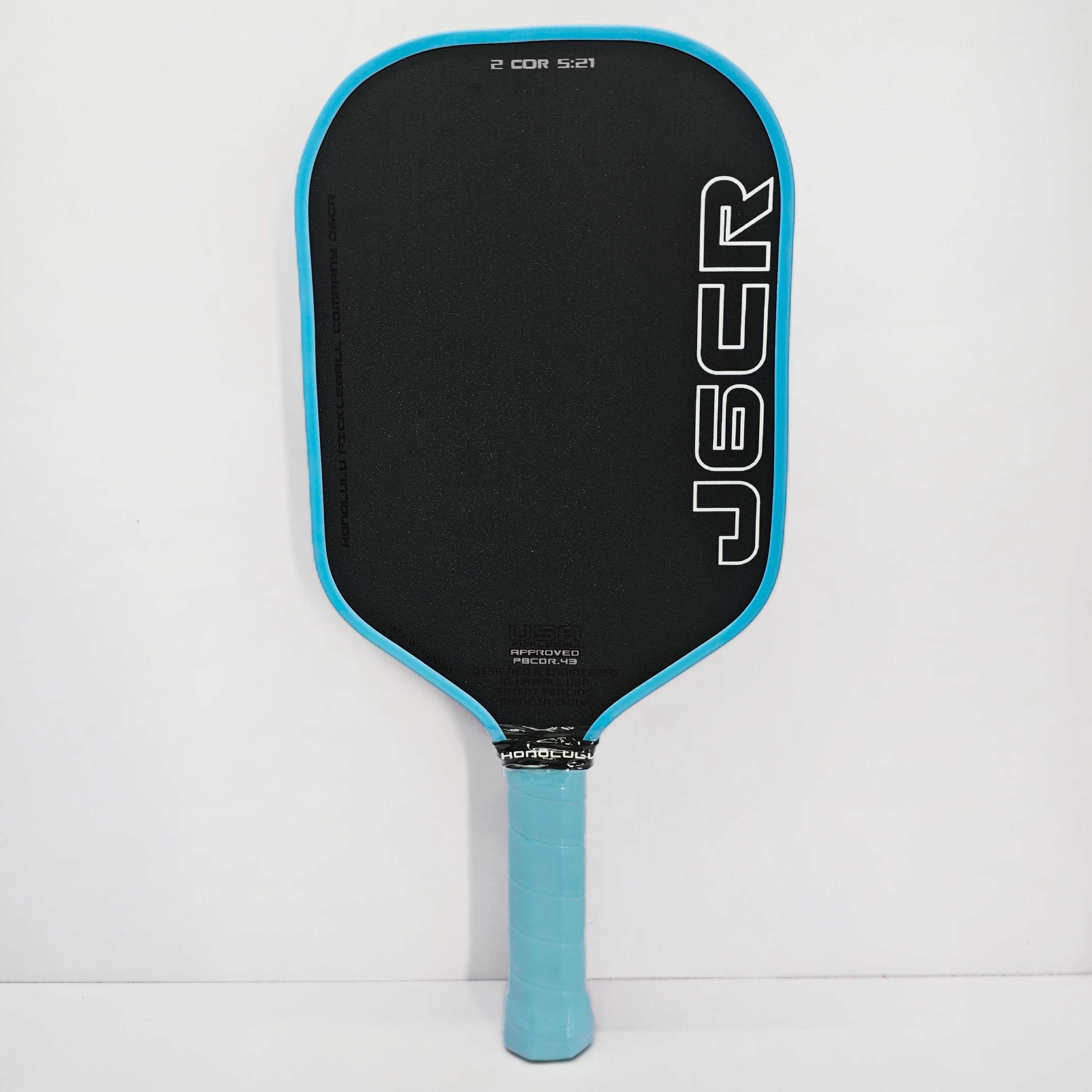HONOLULU J6CR Carbon Fiber Pickleball Paddle 16mm Elongated, Full Foam Core Blue crystal surface power & spin