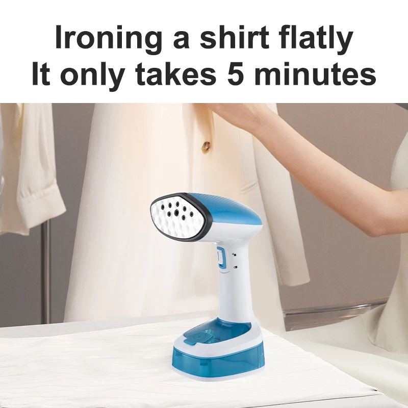مكواة بخار للملابس التجارية المحمولة - مُبخّر قماشي صناعي برأس قابل للطي (ضغط عمودي 2000 وات، مستمر لمدة 60 دقيقة)