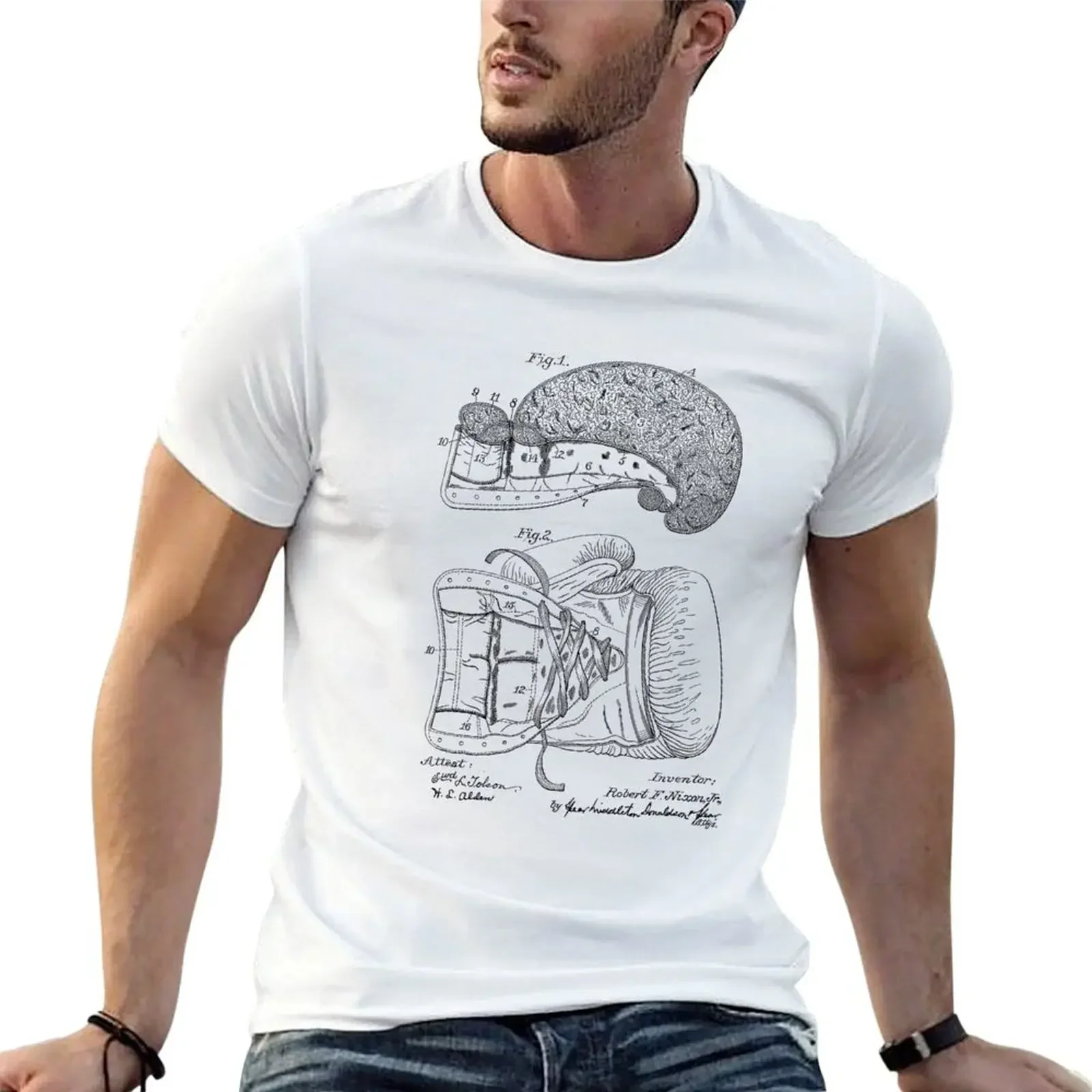 

Boxing Glove Vintage Patent Hand Drawing T-Shirt customs design your own anime clothes sweat man clothes mens t shirt