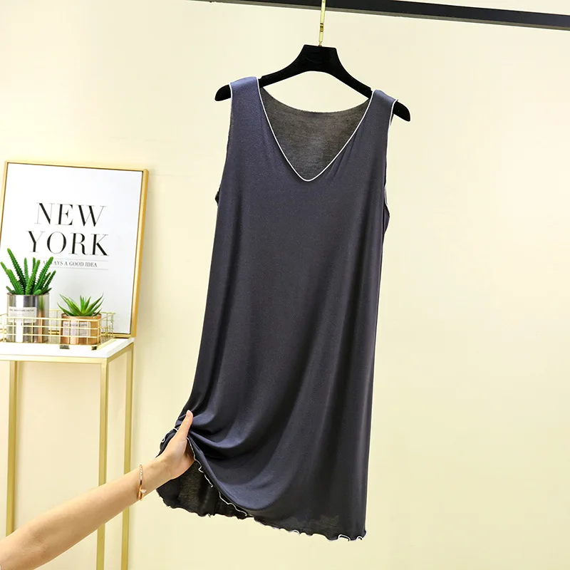 Modal Nightdress Women Summer 2024 New Japan Fashion Pajamas Sleeveless Sleepwear Loose Nightie Thin Homewear Vest Nightgowns