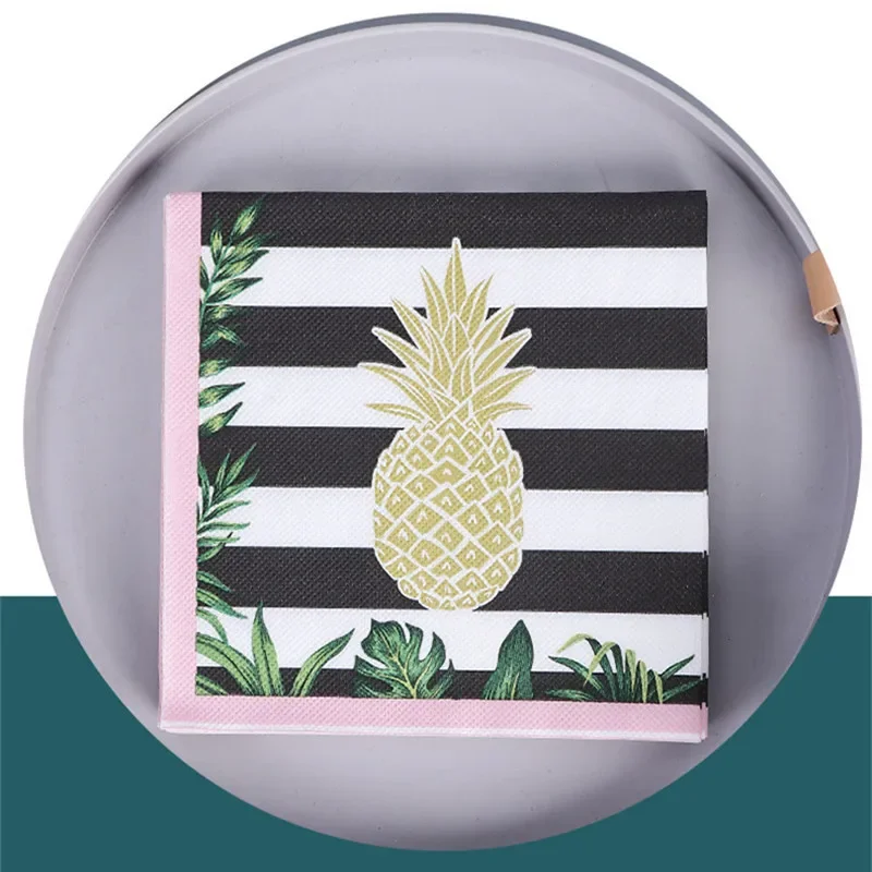 

20Pcs/Pack Black White Striped Pineapple Printed Disposable Napkin Paper Tissues Tableware Wedding Party Decoration