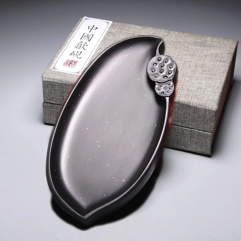 Hand-Carved Lotus She Inkstone with Box – Traditional Chinese Calligraphy Ink Grinding Stone for Writing & Painting view 2