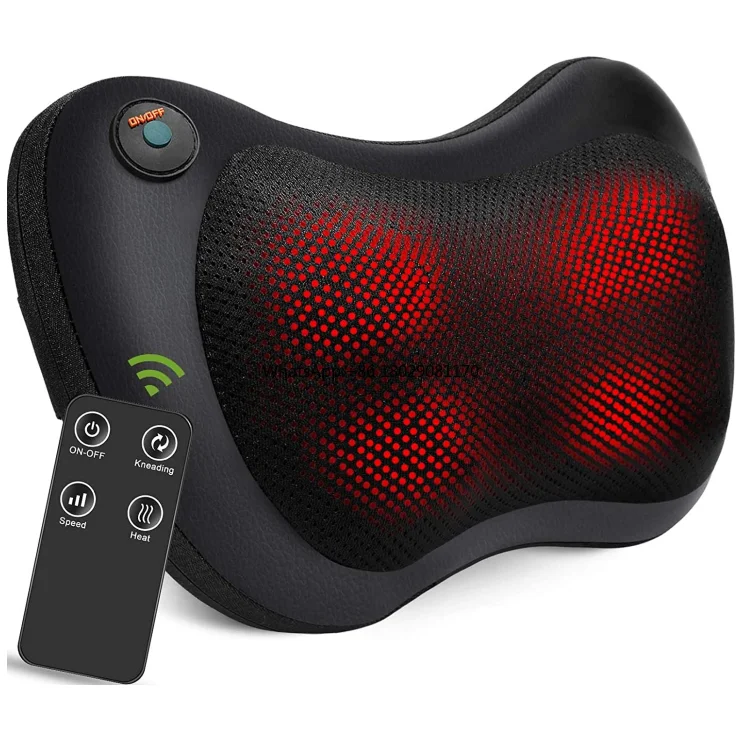 

Neck massage Pillow Shiatsu Car Massage Pillow with 4 buttons Heat Kneading Rechargeable Wireless Car Pillow Massager