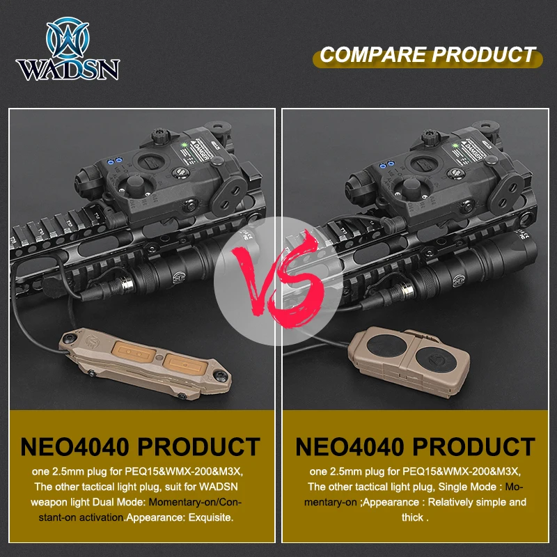 Set Supporto Per Interruttore Tattico WADSN – M600 M300, DBAL-A2, Mlok Keymod, Metallo