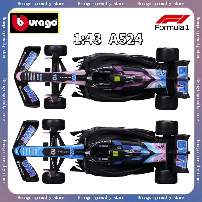 Nowy Bburago 1:43 A524 Bwt Alpine F1 Team 2024 # 10 Pierre Gasly # 31 Esteban Ocon Alloy Car Die Cast Model F1 Racing Car Gift