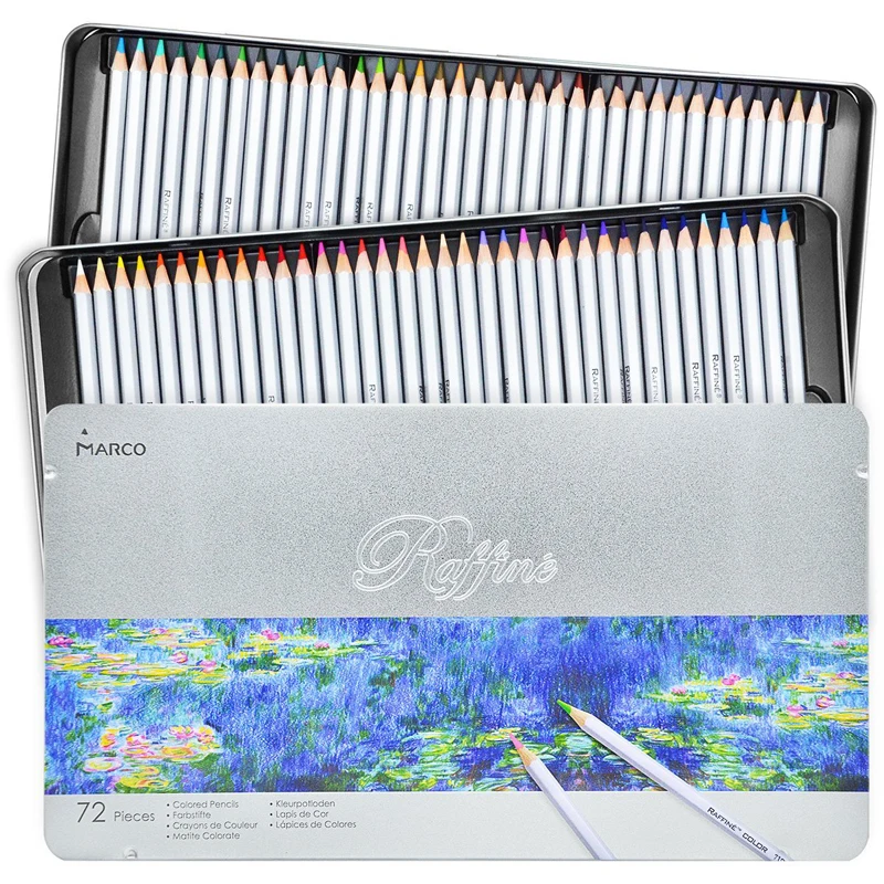 

Marco Raffine 72 Color Pencil Iron Box Colored Pencils Set Professional Oil Drawing Painting Lapis De Cor Art School Supplies