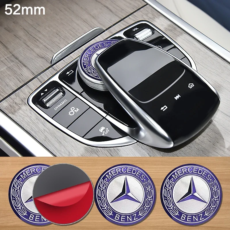 

52 мм автомобильная мультимедийная кнопка управления, накладка на ручку, наклейка для Mercedes Benz B/C/E/S Class A Class C200L GLC GLK CLA