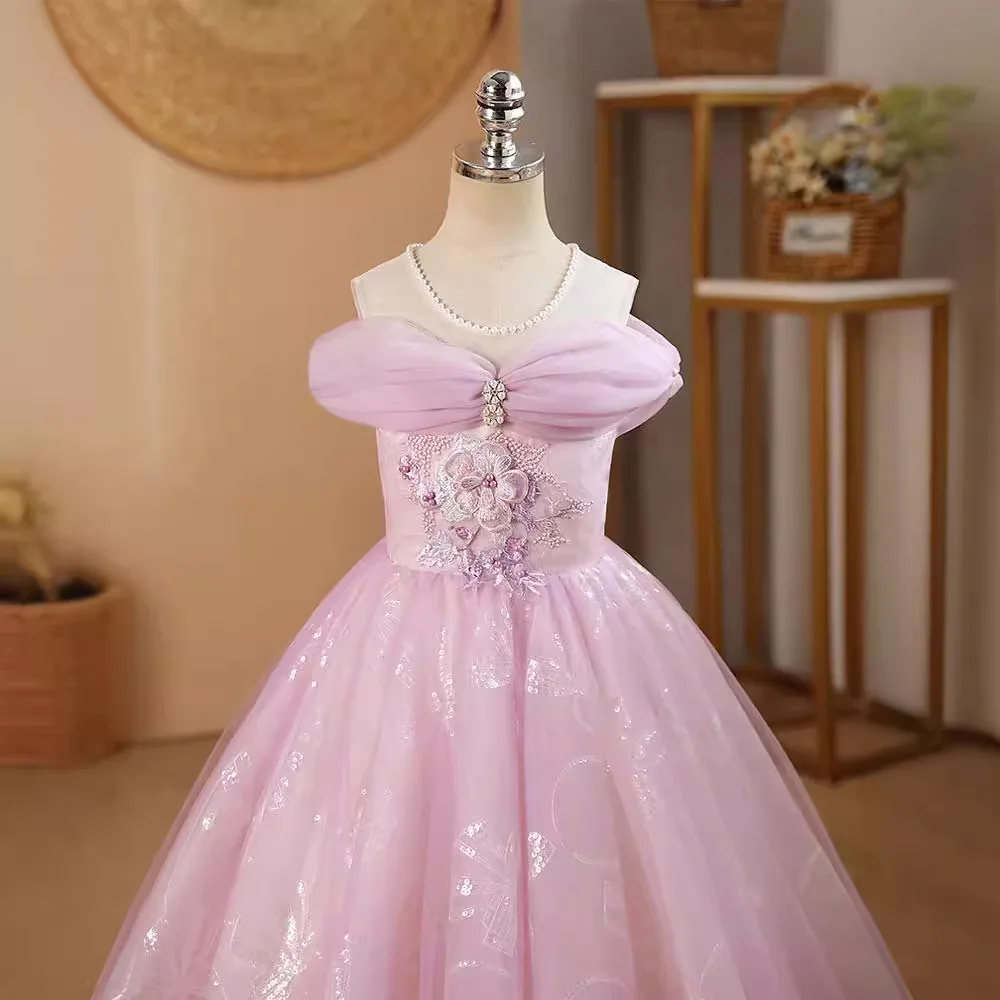 Vestido de noite infantil princesa, Lantejoula Design, Casamento, Aniversário, Batismo, Páscoa, Eid Party, Vestidos de meninas, Elegante, 2024