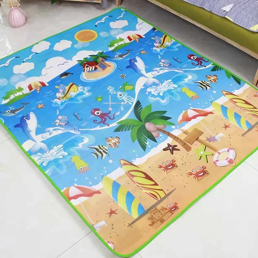 Baby Crawling Playmat Foldable Single Side Cartoon Printing Play Mat Baby Accessories Eva Foam Soft Floor 180*120*0.3cm