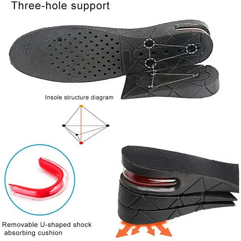Höhe erhöhen Einlegesohlen Luft Schuh Kissen Lift Einsatz Männer Frauen 3-9cm unsichtbare variable Einlegesohle verstellbarer Schnitt größer Stütz polster – Detail 8