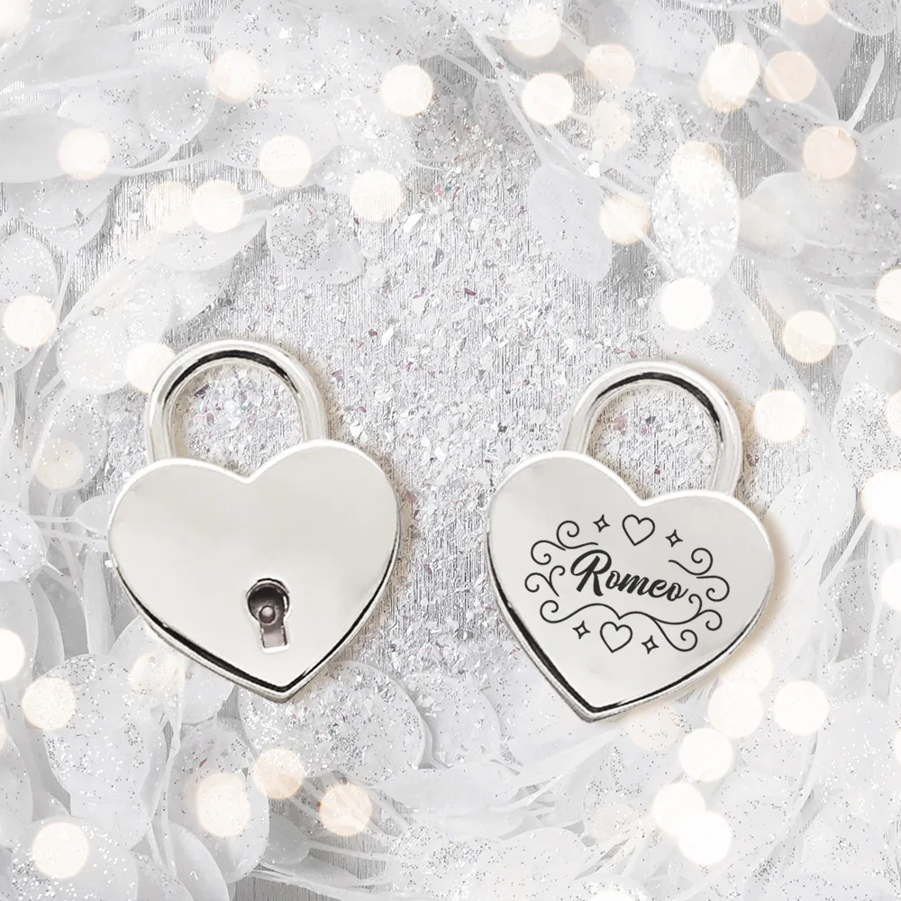 A Customized Love Lock Light Luxury Love Retro carved flower decoration heart Wedding anniversary commemorative decoration