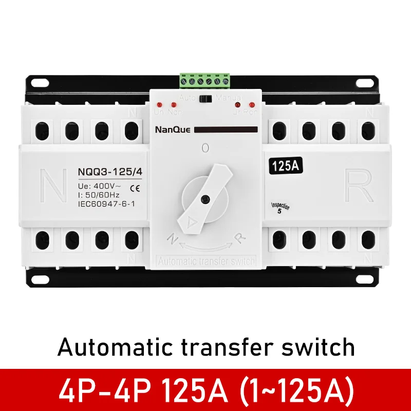 AC230V 400V ATS 2P Dual Power Automatic Transfer Switch 4P Three Phase ATS 40A 63A 100A 125A Switch CB Class Manual Change Power