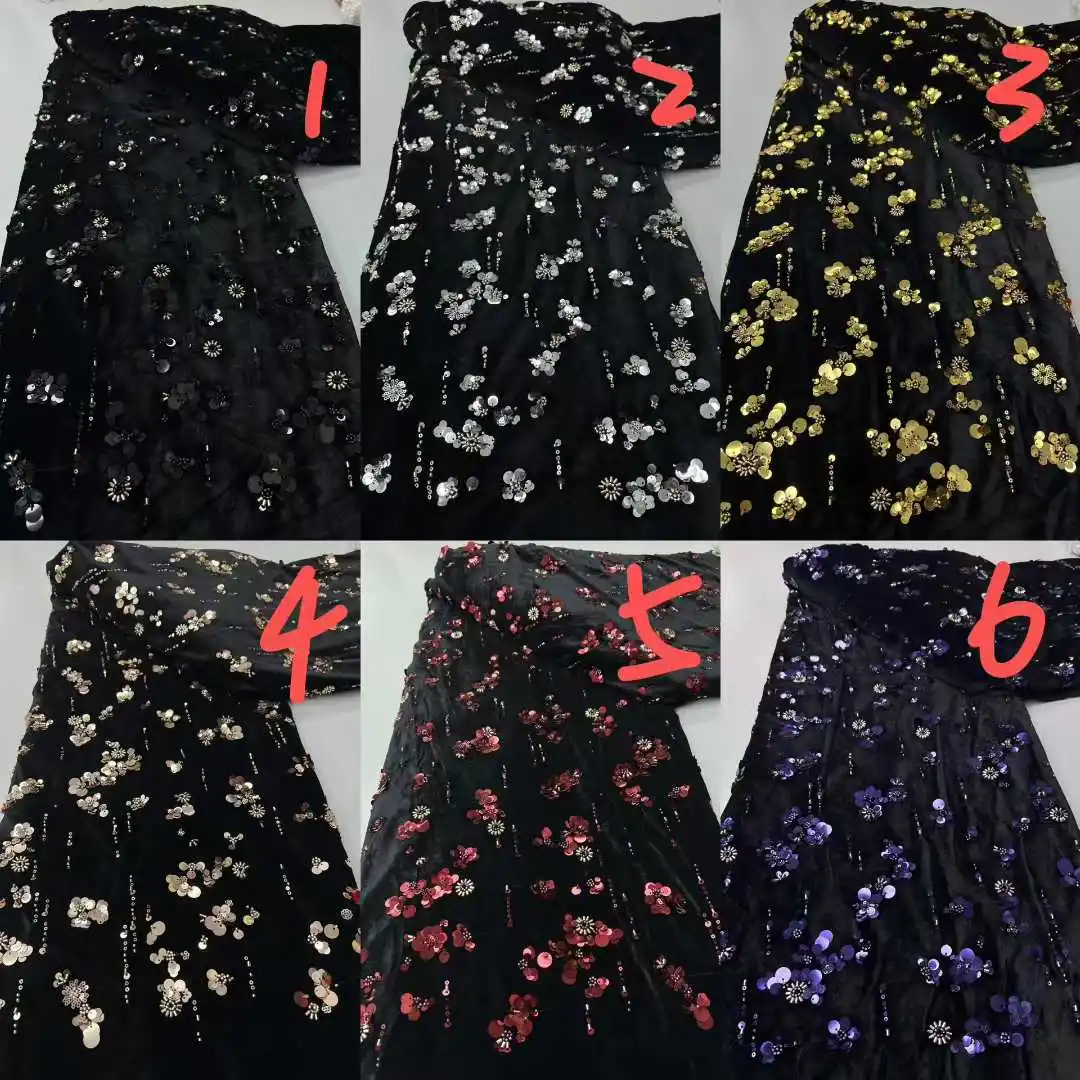 قماش دانتيل مخملي أفريقي 2026 جودة عالية نيجيريا دانتيل 5 ياردة قماش دانتيل ترتر فرنسي لفستان الزفاف قماش خياطة #4