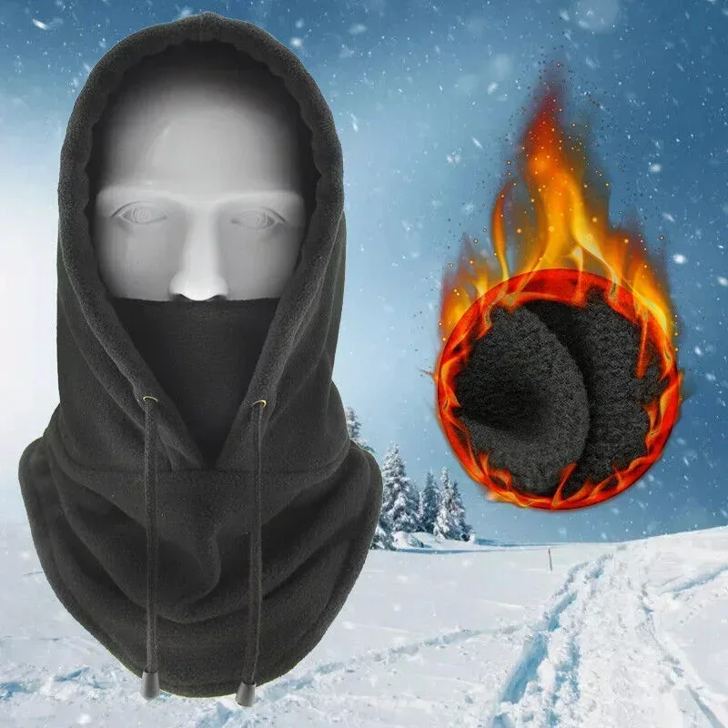 Outdoor Winter Thermal Fleece Balaclava Scarf Ski Face Mask Neck Warmer Snood Hood Hat Windproof Cold Warm Riding Cap Sports