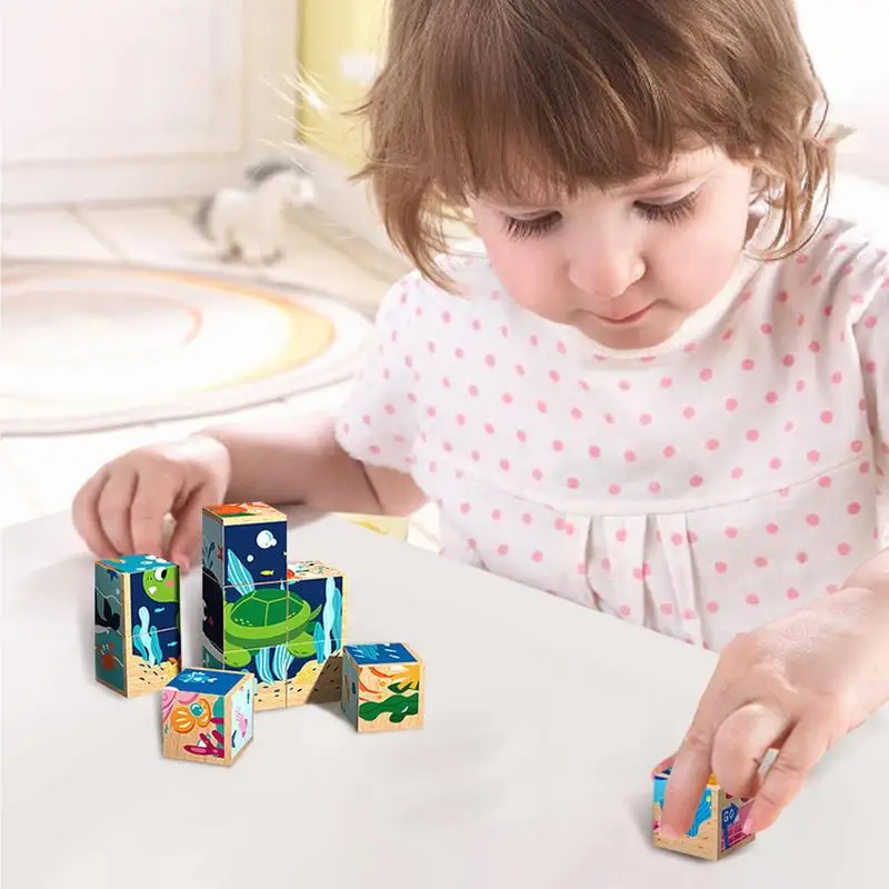 หกด้านปริศนาการเรียนรู้ปริศนาสําหรับเด็กชุดจิ๊กซอว์ไม้ Montessori ของเล่น Teasers สมองของเล่น Montessori สําหรับเด็ก