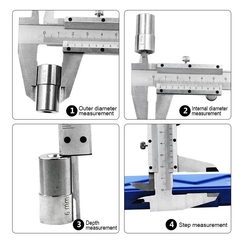 New Professional Industrial Vernier Caliper Carbon Steel Precision Measurement Four Use Metric Precision Measuring Tool